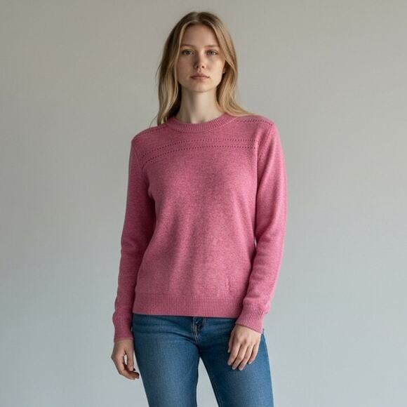 Ann Taylor LOFT Womens Wool Blend Pullover Sweater Medium Pink w/ Cut out Detail - Picture 1 of 8